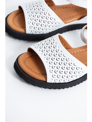 Duxal Shoes Brody Kadın Hakiki Deri Lazer Kesim Günlük Sandalet