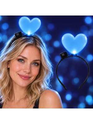 Shoppingfestr Büyük Mega Kalp Işıklı LED Parti Tacı Mavi Renk