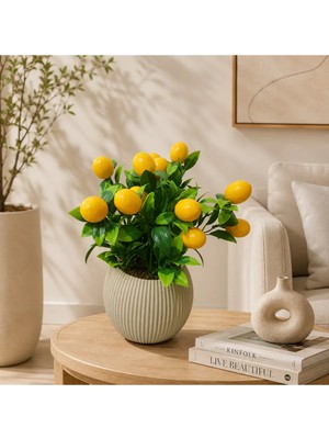 Cennet Home Liva Limon Premium 25 cm Dekoratif Yapay Limon Bitkisi