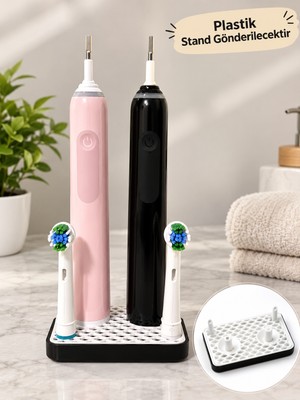 Filkorium3D 2'li Elektrikli Diş Fırçası Standı – 2 Diş Fırçası ve 2 Başlık Için Plastik Organizer - Banyo Düzenleyici