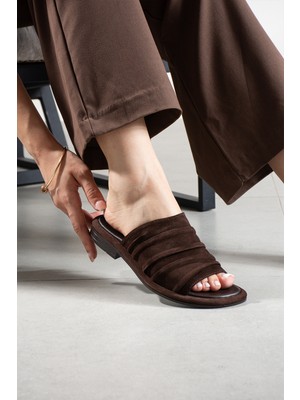 Duxal Shoes Stacy Kadın Hakiki Deri Büzgülü Günlük Terlik