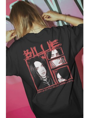 Sevbano Billie Eilish Şarkıcı Baskılı Unisex Oversize Premium Tişört