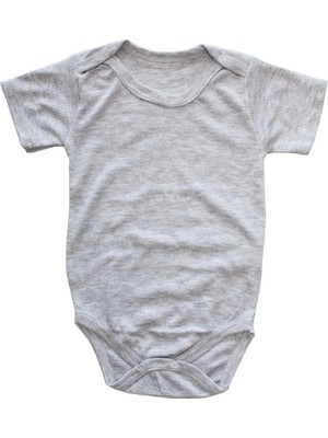 Bebegen Unisex Gri Kaşkorse Kısa Kol Çıtçıtlı Body Zıbın