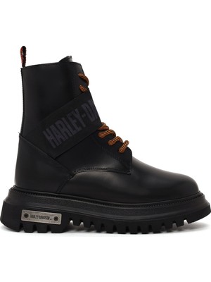 Harley Davidson Kadın Siyah Becky Fermuarlı Kalın Tabanlı Deri Postal Bot 021G100554