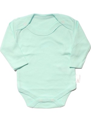 Bebegen Unisex Sade Su Yeşili Uzun Kollu Çıtçıtlı Zıbın