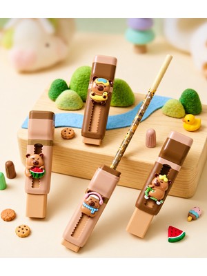 Cg Kids Capybara Figürlü 2'si 1 Arada Silgi Kalemtraş Sevimli Kırtasiye Ürünü Ister 1 Ister 2 Ister 3 Adet Alabilirsiniz