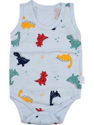 Bebegen Erkek Bebek Mavi Renkli Dino Baskılı Askılı Zıbın