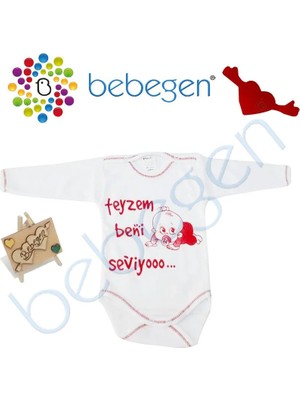 Bebegen Teyzem Beni Seviyoo Bebek Zıbını Uzun Kollu Kırmızı Yazılı