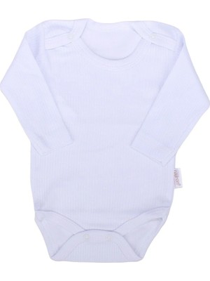 Bebegen Unisex Beyaz Raporlu Uzun Kollu Zıbın