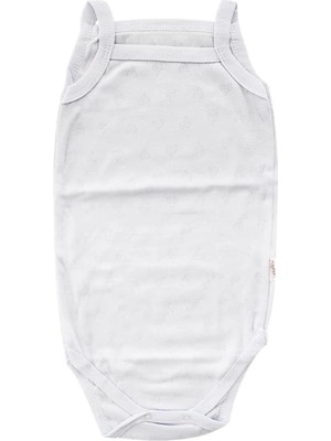 Bebegen Kız Bebek Kalp Desenli Ip Askılı Beyaz Body Zıbın