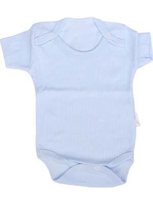 Bebegen Unisex Mavi Raporlu Kısa Kol Çıtçıtlı Body Zıbın
