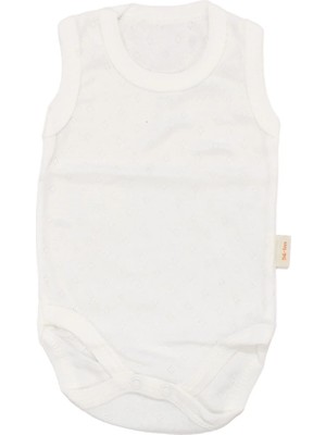 Bebegen Unisex Ekru Jakarlı Askılı Çıtçıtlı Body Zıbın