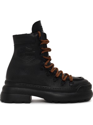 Harley Davidson Kadın Siyah Shorbone Fermuarlı Kalın Tabanlı Deri Postal Bot 021Z100013