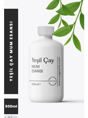 Cage Art Studio Yeşil Çay Mum Esansı 500 ml - Yüksek Kalite Mum Koku Esansı, Soya Wax ve Parafin Uyumlu