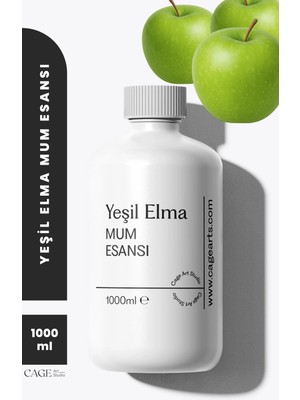 Cage Art Studio Yeşil Elma Mum Esansı 1000 ml - Yüksek Kalite Mum Koku Esansı, Soya Wax ve Parafin Uyumlu