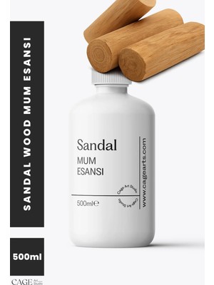 Cage Art Studio Sandal Wood Mum Esansı 500 ml - Yüksek Kalite Mum Koku Esansı, Soya Wax ve Parafin Uyumlu
