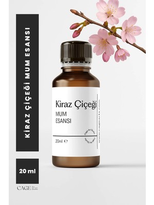 Cage Art Studio Japon Kiraz Çiçeği Mum Esansı 20 ml - Yüksek Kalite Mum Koku Esansı, Soya Wax ve Parafin Uyumlu