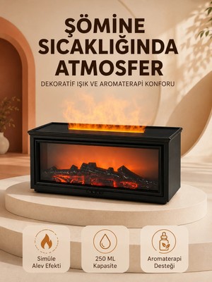Aydogan's Ayd Alev Efektli Aroma Yayıcı Hava Nemlendirici Uzaktan Kumandalı Gece Lambası