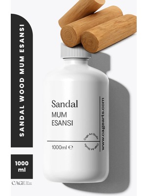 Cage Art Studio Sandal Wood Mum Esansı 1000 ml - Yüksek Kalite Mum Koku Esansı, Soya Wax ve Parafin Uyumlu
