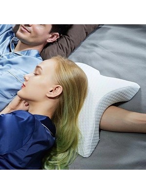 Eco Lounge Visco Ortopedik Geniş Boyuna Uyumlu Kol ve Bacak Destekli Yumuşak Kavisli Baş Yastığı BX40