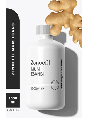 Cage Art Studio Zencefil Mum Esansı 1000 ml - Yüksek Kalite Mum Koku Esansı, Soya Wax ve Parafin Uyumlu
