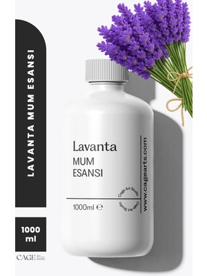 Cage Art Studio Lavanta Mum Esansı 1000 ml - Yüksek Kalite Mum Koku Esansı, Soya Wax ve Parafin Uyumlu