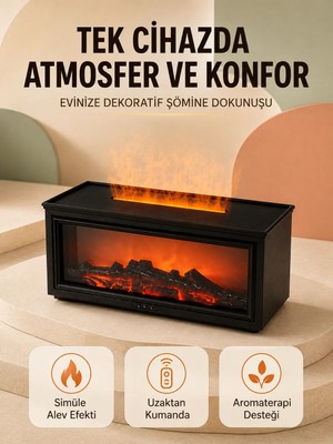 Aydogan's Ayd Alev Efektli Hava Nemlendirici Aromaterapi Difüzörü Uzaktan Kumandalı 250 ml
