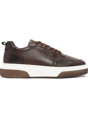 Derimod Erkek Kahverengi Bağcıklı Kalın Tabanlı Deri Sneaker WM710006DF