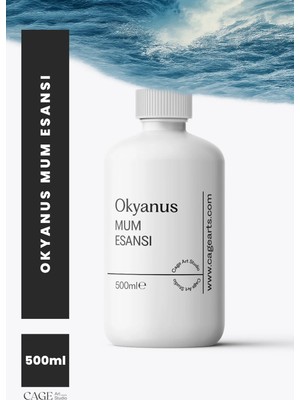Cage Art Studio Okyanus Mum Esansı 500 ml - Yüksek Kalite Mum Koku Esansı, Soya Wax ve Parafin Uyumlu