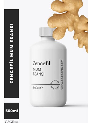 Cage Art Studio Zencefil Mum Esansı 500 ml - Yüksek Kalite Mum Koku Esansı, Soya Wax ve Parafin Uyumlu