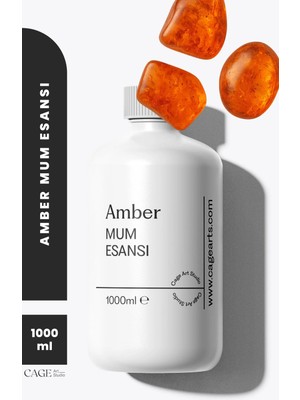 Cage Art Studio Amber Mum Esansı 1000 ml - Yüksek Kalite Mum Koku Esansı, Soya Wax ve Parafin Uyumlu