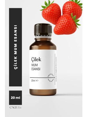 Cage Art Studio Çilek Mum Esansı 20 ml - Yüksek Kalite Mum Koku Esansı, Soya Wax ve Parafin Uyumlu