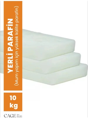 Cage Art Studio Yerli Parafin Mum 10 kg - Yüksek Kalite Rafine Parafin, Mum Yapım Malzemesi