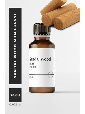 Cage Art Studio Sandal Wood Mum Esansı 20 ml - Yüksek Kalite Mum Koku Esansı, Soya Wax ve Parafin Uyumlu