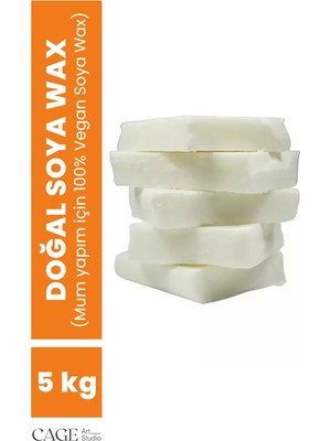 Cage Art Studio %100 Doğal Soya Wax 5 kg - Vegan Organik Kalıp Soya Wax, Mum Yapım Malzemesi