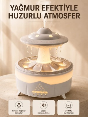 Aydogan's Ayd Ufo Tasarımlı 350 ml Hava Nemlendirici Renkli Ortam Işığı Yağmur Efektli Difüzör