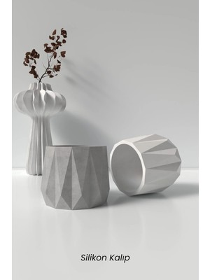 Cage Art Studio Geometrik Beton Saksı ve Mumluk Silikon Kalıp K7 - Dekoratif Beton Mumluk Kalıbı