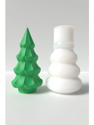 Cage Art Studio Büyük Yılbaşı Ağacı Mum Silikon Kalıp 15 x 7.3 cm - Çam Ağacı Mum Kalıbı, Yılbaşı Mum Kalıbı