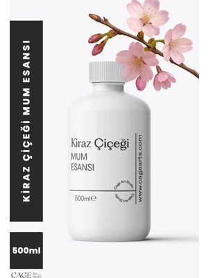 Cage Art Studio Japon Kiraz Çiçeği Mum Esansı 500 ml - Yüksek Kalite Mum Koku Esansı, Soya Wax ve Parafin Uyumlu