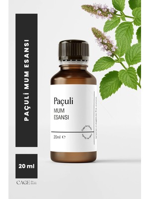 Cage Art Studio Paçuli Mum Esansı 20 ml - Yüksek Kalite Mum Koku Esansı, Soya Wax ve Parafin Uyumlu