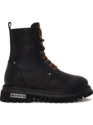 Harley Davidson Erkek Siyah Dearie Fermuarlı Baskılı Deri Postal Bot 021M100570