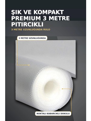 Eco Lounge 3 Metre Kalın Dokulu Şeffaf Raf Örtüsü, Kabarcıklı Tezgah ve Dolap Içi Koruyucu Mat