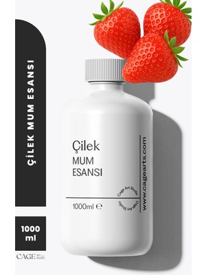 Cage Art Studio Çilek Mum Esansı 1000 ml - Yüksek Kalite Mum Koku Esansı, Soya Wax ve Parafin Uyumlu