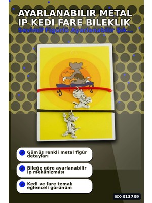Eco Lounge Ayarlanabilir Metal Ip Kedi Fare Bileklik 1 Adet - Asansörlü Bijuteri Aksesuarı BX-313739