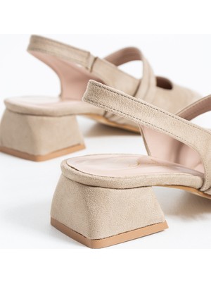 Duxal Shoes Yolanda Kadın Kahverengi Süet Çift Toka Detaylı Kısa Topuklu Ayakkabı- Babet