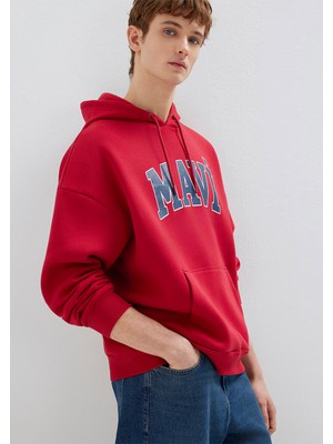 Mavi Baskılı Sweatshırt Koyu Acı Kırmı