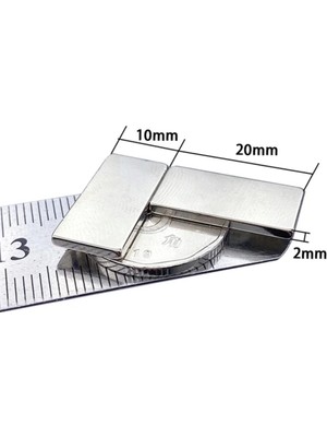 Eco Lounge 20×10×2 mm N35 Neodyum Mıknatıs – Köşeli, Nikel Kaplama (50’li Set)