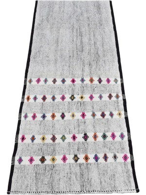 Zehra Abla Halı Yeni El Dokuma Şaheser Ak Pamuklu Yörük Kilim 7424