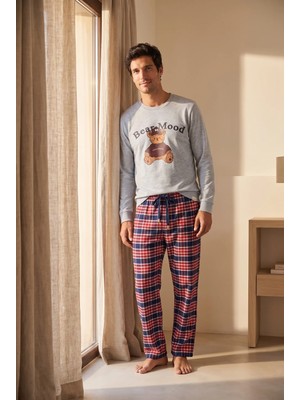 Katia & Bony Erkek Cute Edition Teddy Baskılı Ekoseli Pijama Takımı