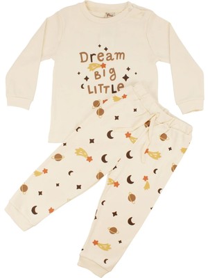 Bebegen Erkek Çocuk Ekru Dream Yıldızlı Baskılı Pijama Takımı